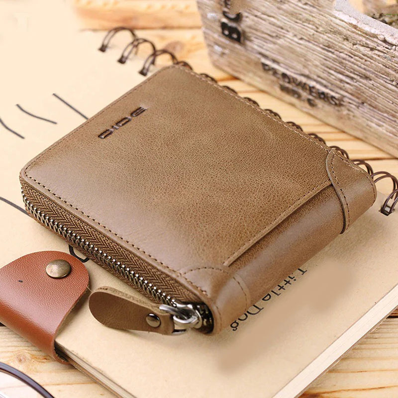 Ultra Slim Genuine Leather Short Wallet Mini Card Holder